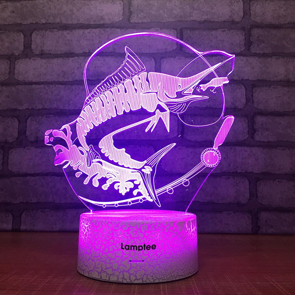 Crack Lighting Base Animal Swordfish Creative 3D Illusion Lamp Night Light 3DL1546