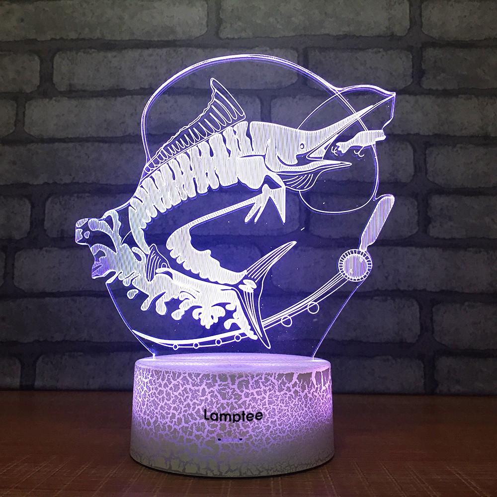 Crack Lighting Base Animal Swordfish Creative 3D Illusion Lamp Night Light 3DL1546