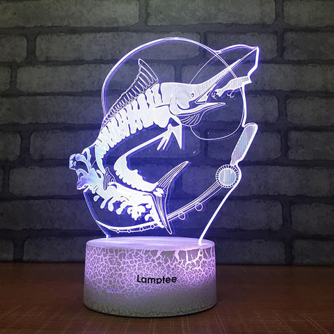 Image of Crack Lighting Base Animal Swordfish Creative 3D Illusion Lamp Night Light 3DL1546