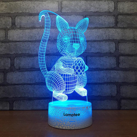 Image of Crack Lighting Base Animal Adorable Squirrel 3D Illusion Lamp Night Light 3DL1547