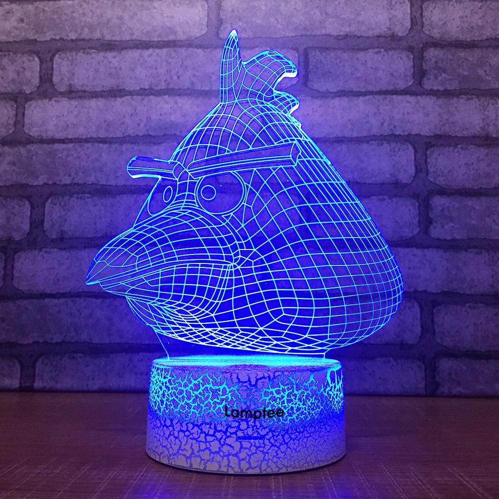 Crack Lighting Base Anime Angry Bird Visual 3D Illusion Night Light Lamp 3DL1551