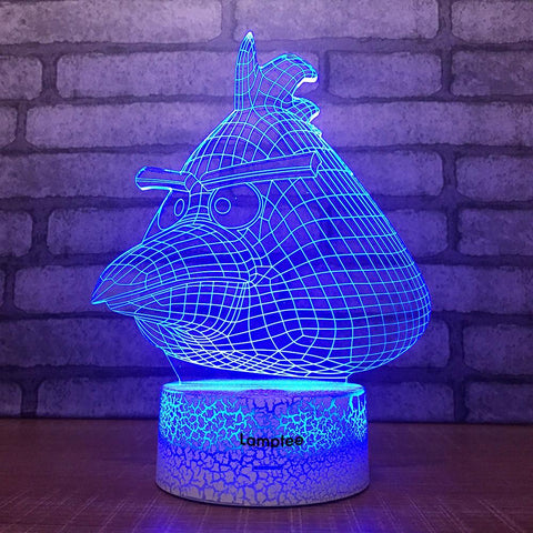 Image of Crack Lighting Base Anime Angry Bird Visual 3D Illusion Night Light Lamp 3DL1551