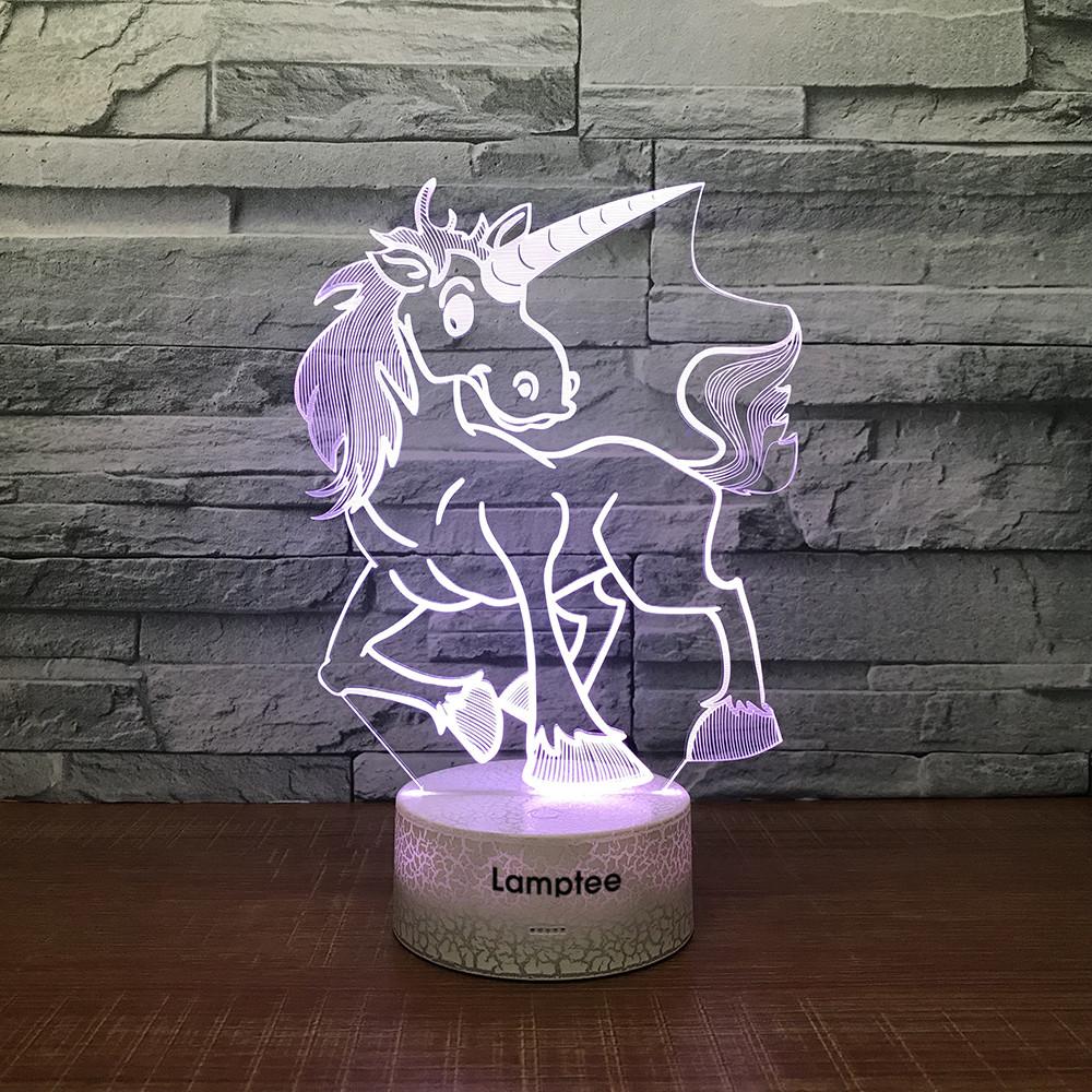Crack Lighting Base Animal Unicorn Stereo 3D Illusion Lamp Night Light 3DL1560