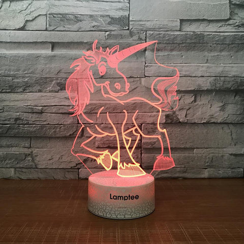 Image of Crack Lighting Base Animal Unicorn Stereo 3D Illusion Lamp Night Light 3DL1560