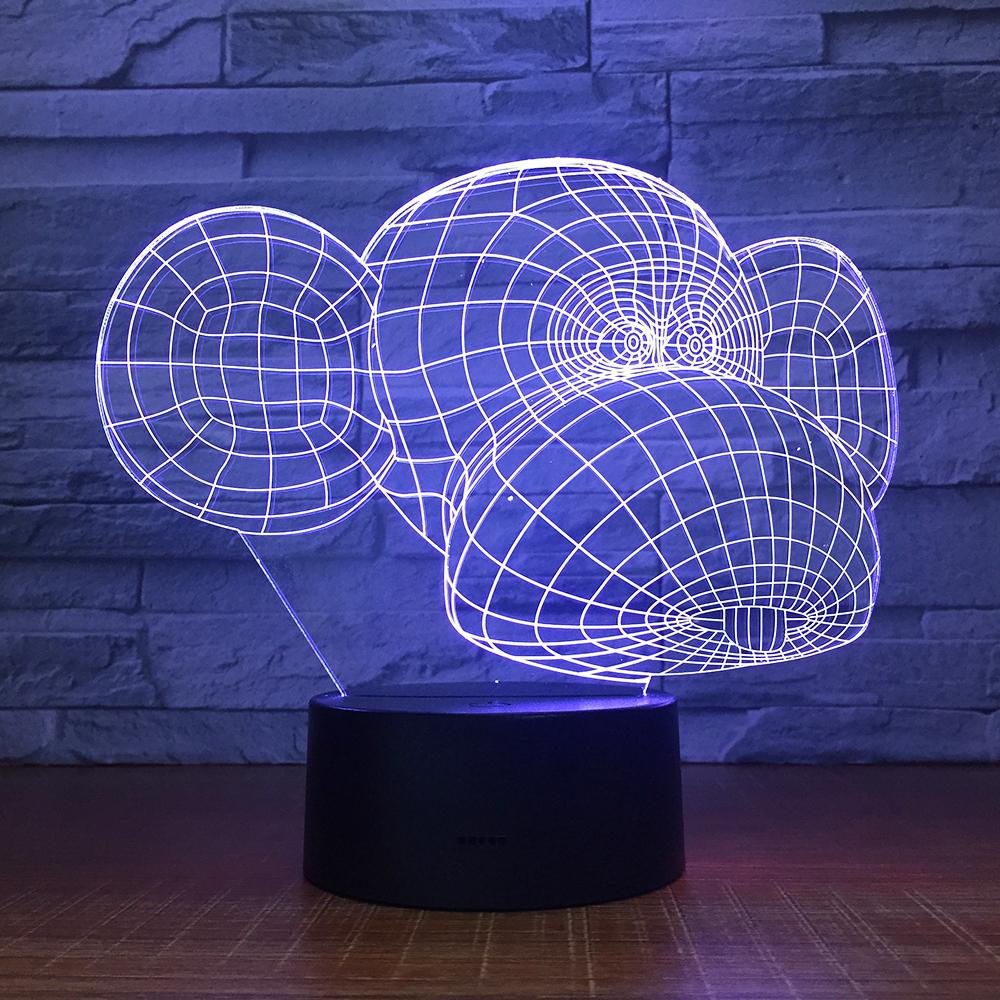 Animal Monkey Stereo 3D Illusion Lamp Night Light 3DL1565