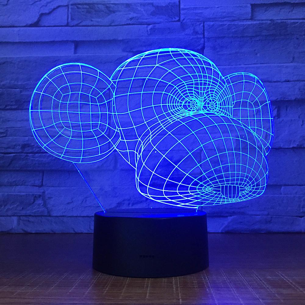 Animal Monkey Stereo 3D Illusion Lamp Night Light 3DL1565
