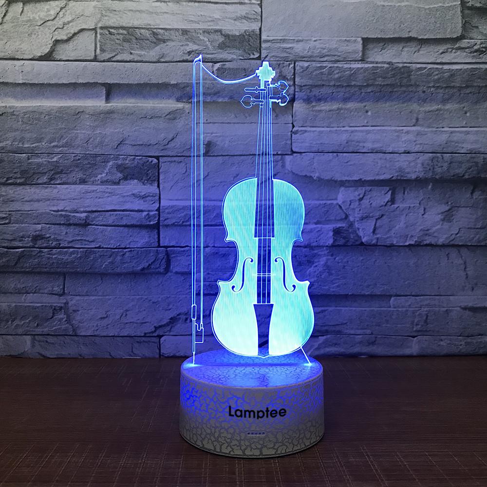 Crack Lighting Base Instrument Cello Figure 3D Illusion Lamp Night Light 3DL1566