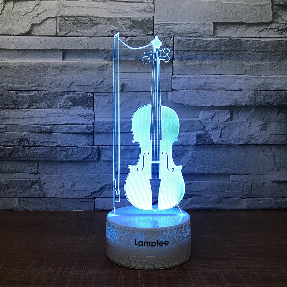 Crack Lighting Base Instrument Cello Figure 3D Illusion Lamp Night Light 3DL1566