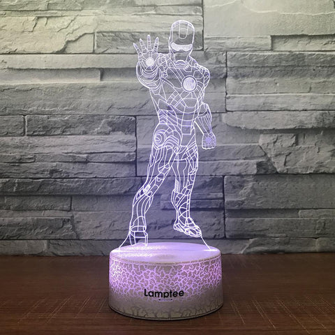 Image of Crack Lighting Base Anime Marvel Hero Cartoon Standing Iron Man  3D Illusion Lamp Night Light 3DL157