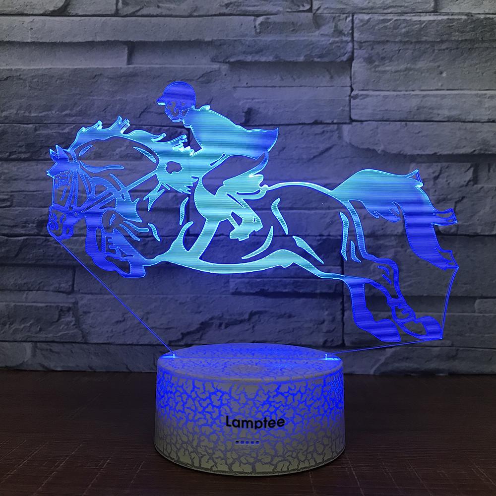Crack Lighting Base Sport Riding Horse Figure 3D Illusion Lamp Night Light 3DL1578