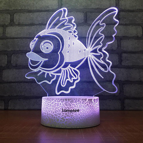Image of Crack Lighting Base Animal Goldfish 3D Illusion Lamp Night Light 3DL1581