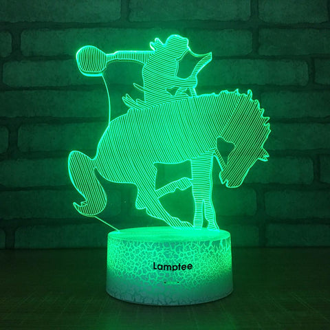 Image of Crack Lighting Base Sport Riding Horse Figure 3D Illusion Lamp Night Light 3DL1589