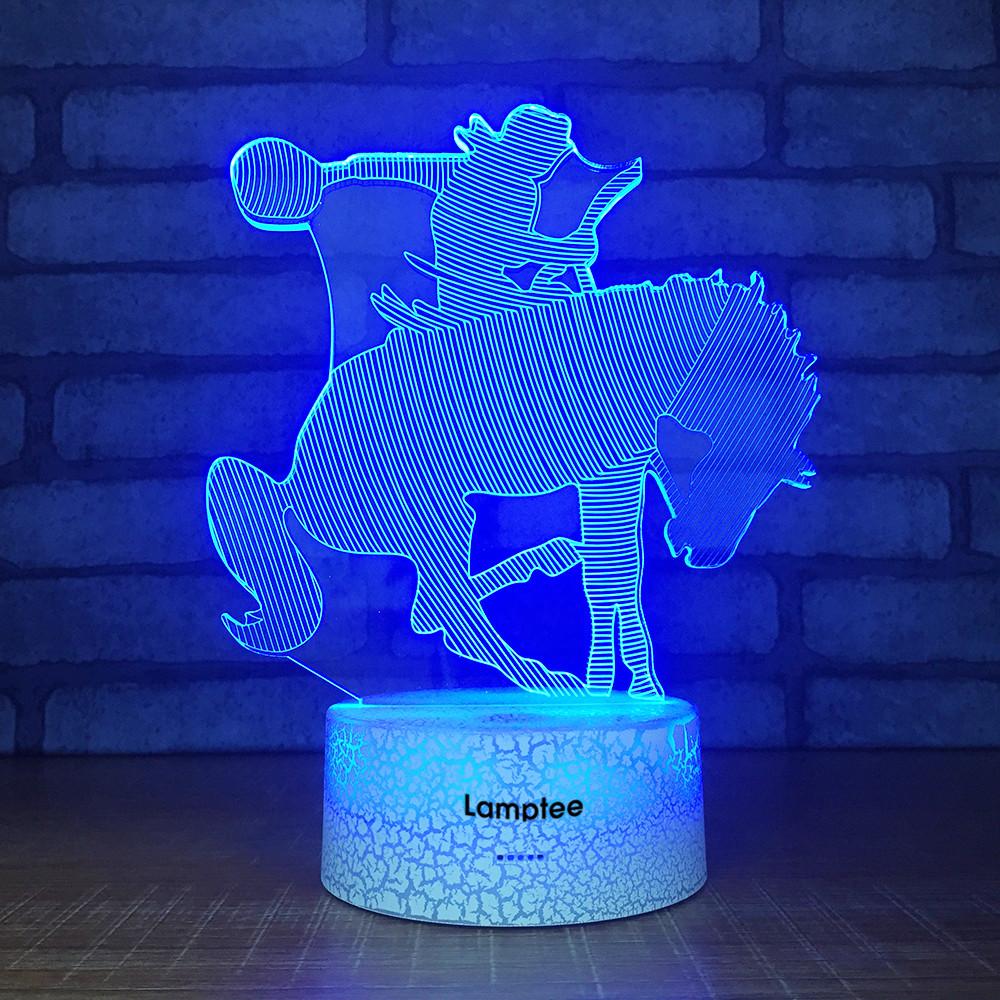 Crack Lighting Base Sport Riding Horse Figure 3D Illusion Lamp Night Light 3DL1589