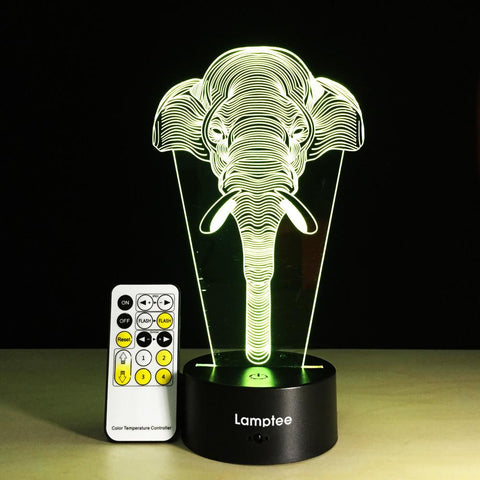Image of Animal Elephant Trunk Shaped 3D Illusion Night Light Lamp 3DL159