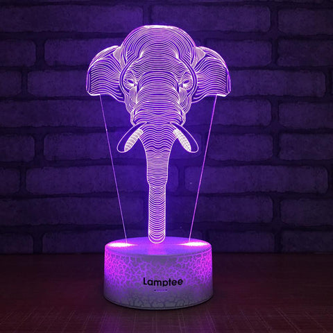 Image of Crack Lighting Base Animal Elephant Trunk Shaped 3D Illusion Night Light Lamp 3DL159