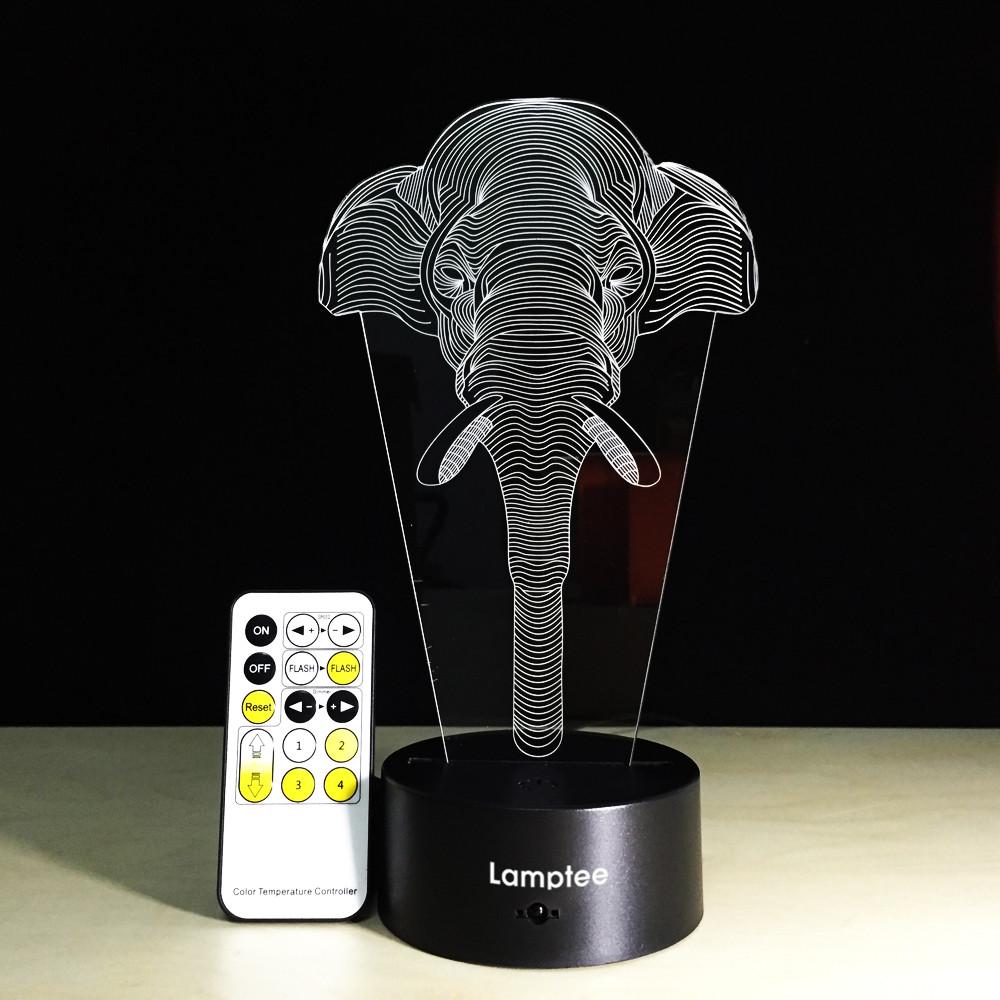 Animal Elephant Trunk Shaped 3D Illusion Night Light Lamp 3DL159
