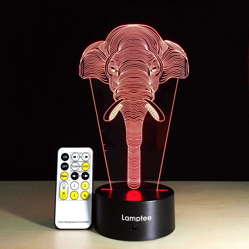 Animal Elephant Trunk Shaped 3D Illusion Night Light Lamp 3DL159