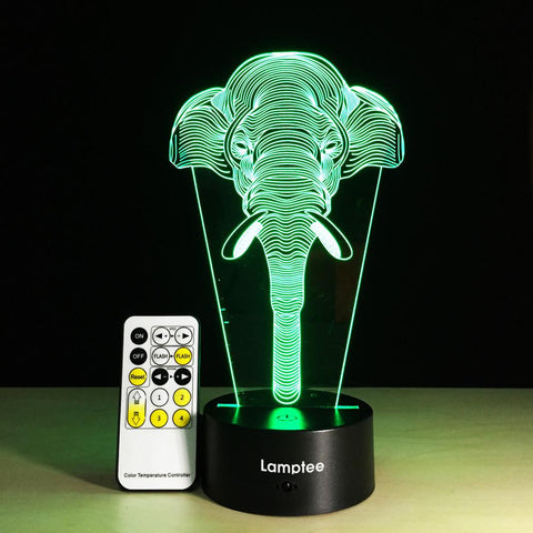 Image of Animal Elephant Trunk Shaped 3D Illusion Night Light Lamp 3DL159