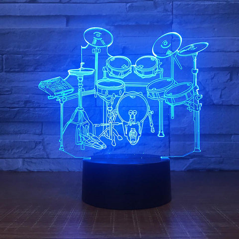 Image of Instrument Drum Kit Model 3D Illusion Lamp Night Light 3DL1597
