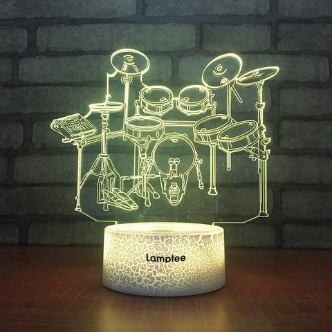 Image of Crack Lighting Base Instrument Drum Kit Model 3D Illusion Lamp Night Light 3DL1597