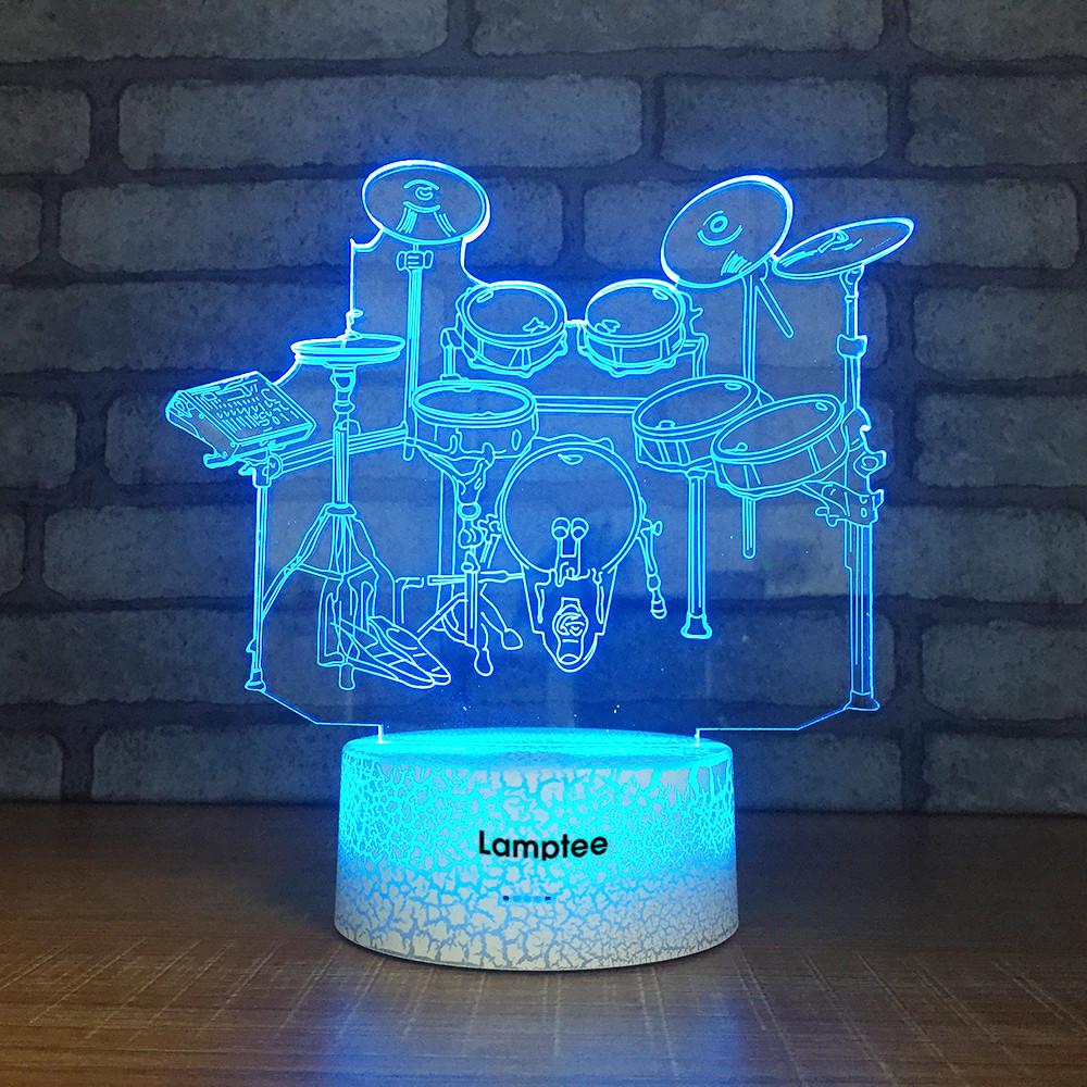Crack Lighting Base Instrument Drum Kit Model 3D Illusion Lamp Night Light 3DL1597