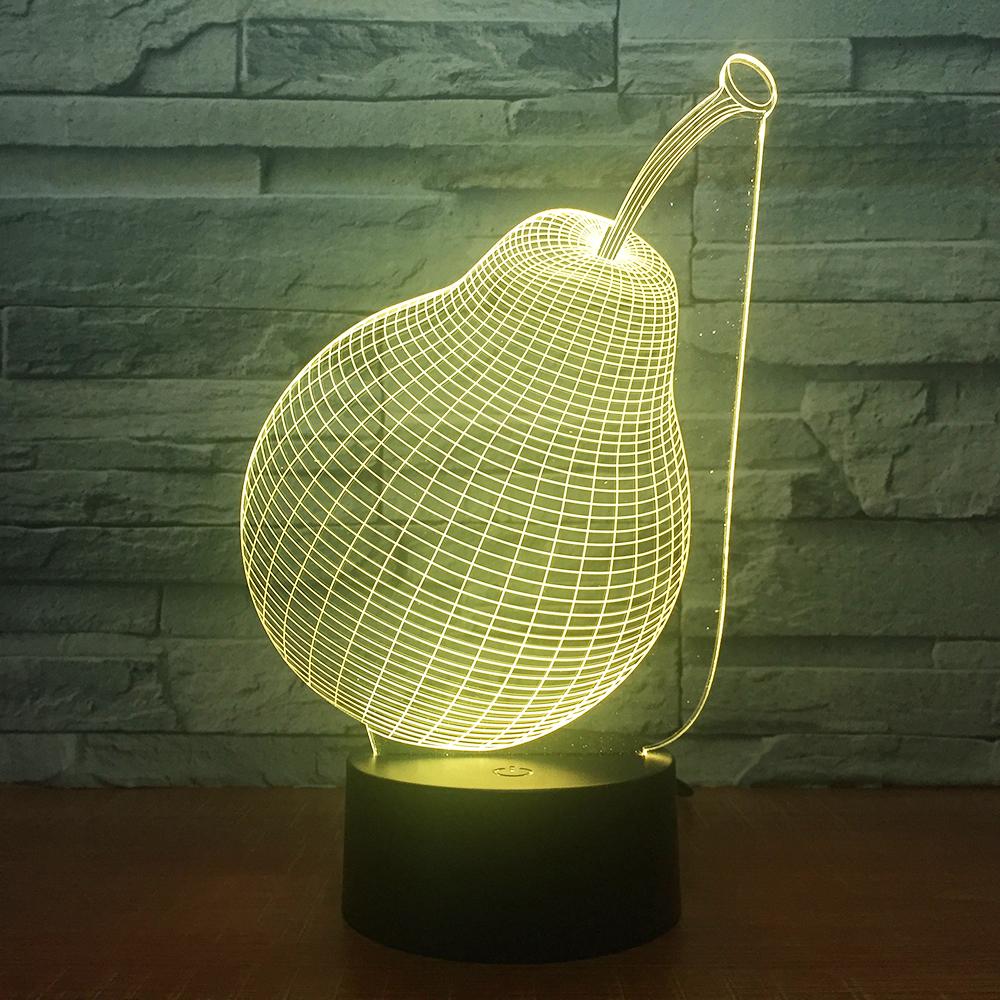Plant Pear Stereo 3D Illusion Lamp Night Light 3DL1598