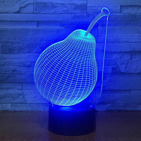 Image of Plant Pear Stereo 3D Illusion Lamp Night Light 3DL1598