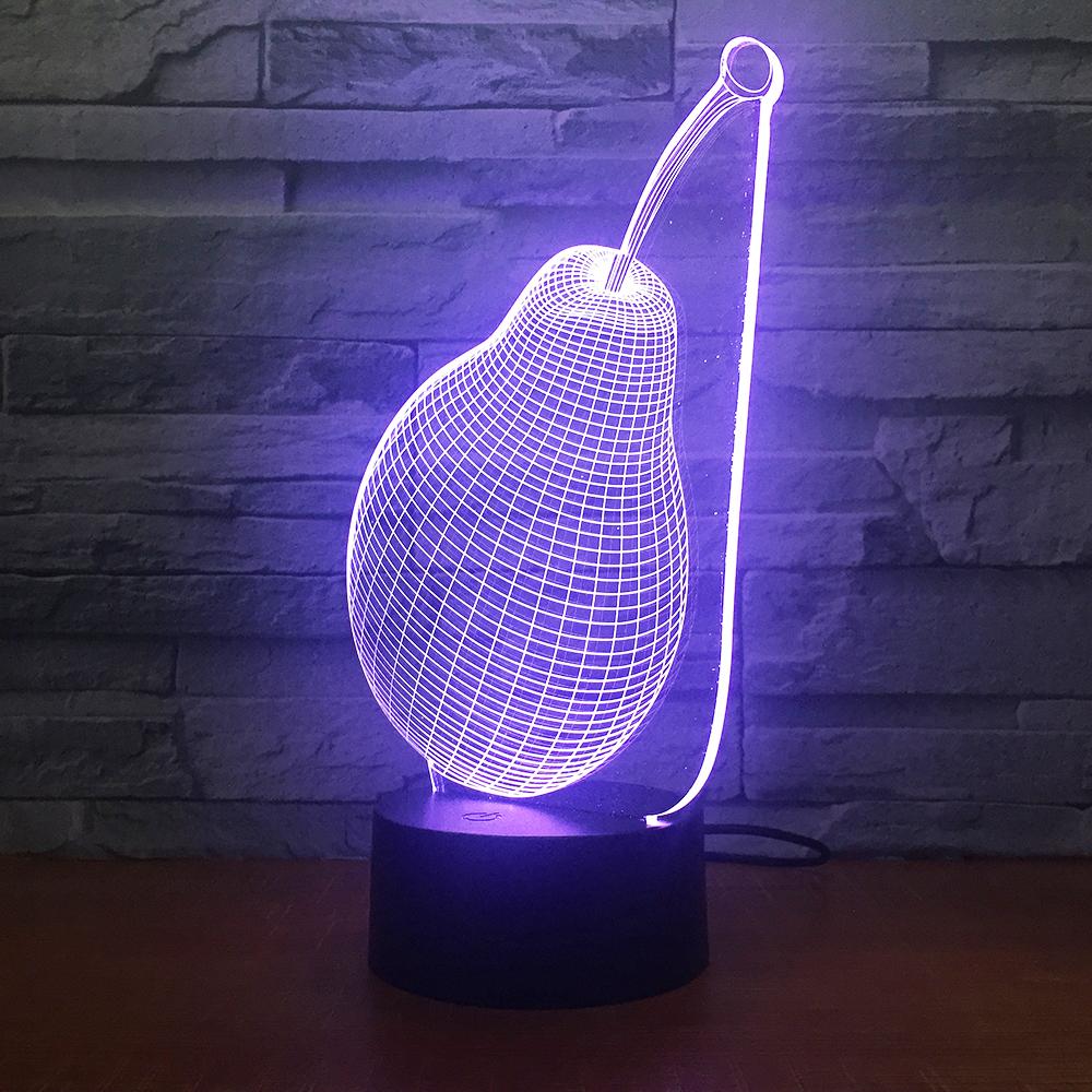 Plant Pear Stereo 3D Illusion Lamp Night Light 3DL1598
