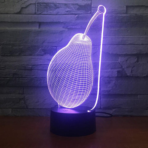 Image of Plant Pear Stereo 3D Illusion Lamp Night Light 3DL1598