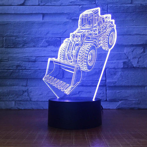 Image of Traffic Bulldozer Model 3D Illusion Lamp Night Light 3DL1599