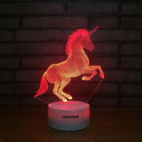 Image of Crack Lighting Base Animal Mythical Unicorn 3D Illusion Lamp Night Light 3DL1603