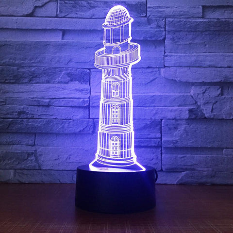 Image of Building Lighthouse Beautiful 3D Illusion Lamp Night Light 3DL1608