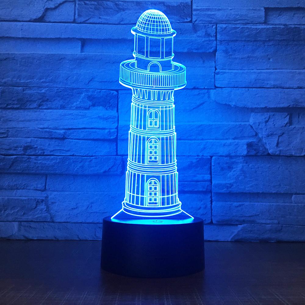 Building Lighthouse Beautiful 3D Illusion Lamp Night Light 3DL1608
