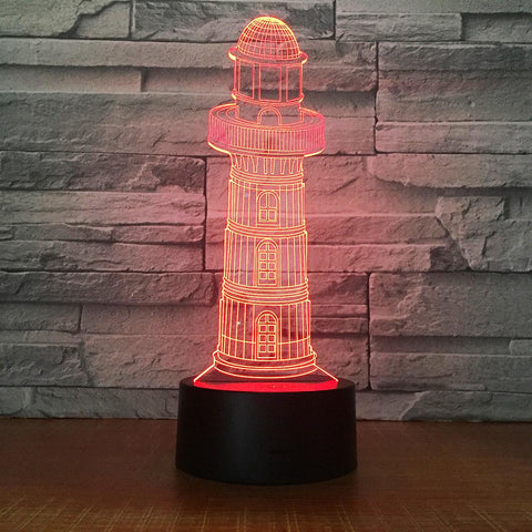 Image of Building Lighthouse Beautiful 3D Illusion Lamp Night Light 3DL1608