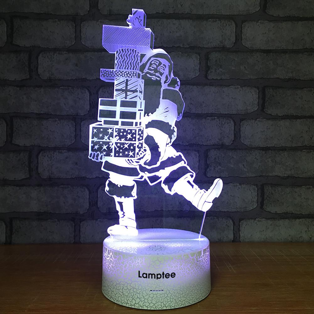 Crack Lighting Base Festival Santa Claus Gift 3D Illusion Lamp Night Light 3DL1611