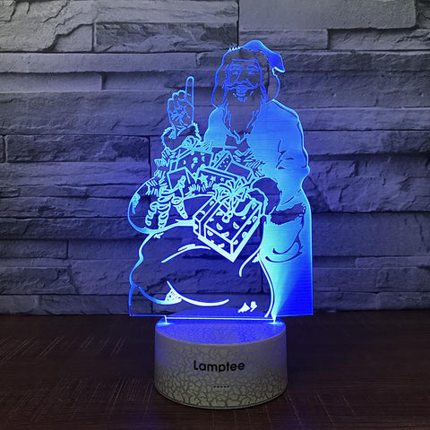 Image of Crack Lighting Base Festival Santa Claus Christmas Gift 3D Illusion Lamp Night Light 3DL1615