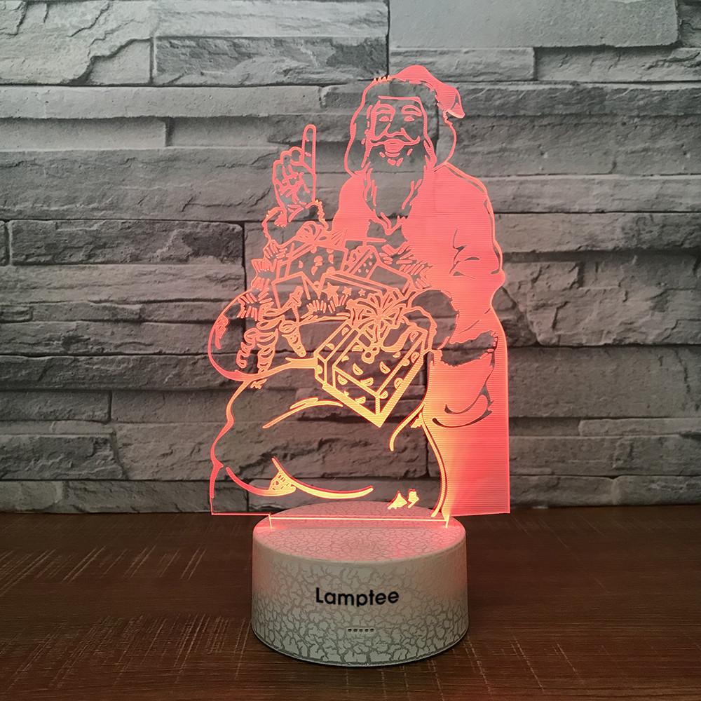 Crack Lighting Base Festival Santa Claus Christmas Gift 3D Illusion Lamp Night Light 3DL1615