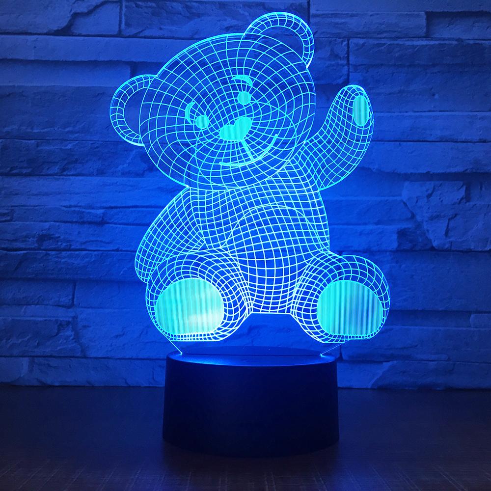 Animal Cartoon Teddy Bear 3D Illusion Night Light Lamp 3DL1621
