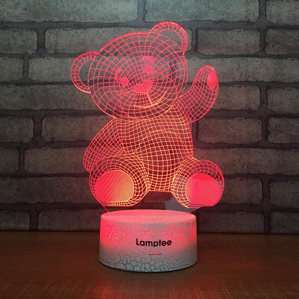 Crack Lighting Base Animal Cartoon Teddy Bear 3D Illusion Night Light Lamp 3DL1621