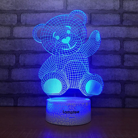 Image of Crack Lighting Base Animal Cartoon Teddy Bear 3D Illusion Night Light Lamp 3DL1621