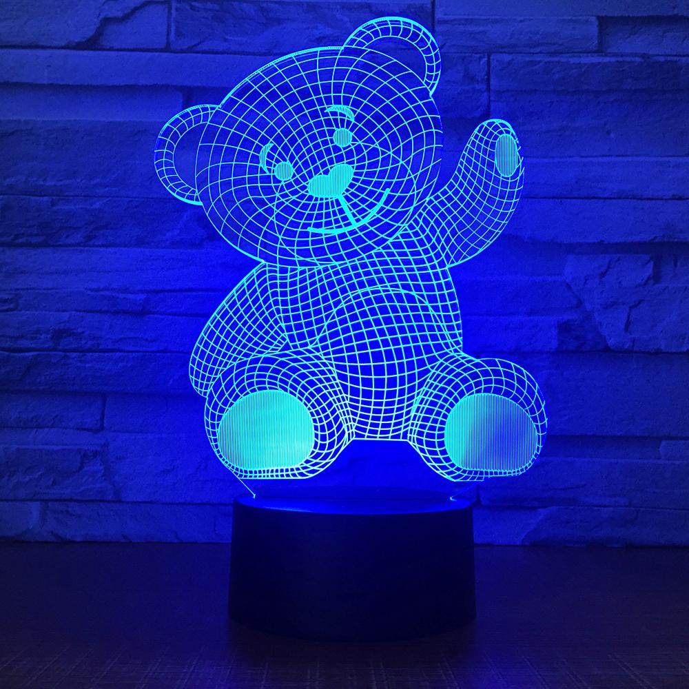Animal Cartoon Teddy Bear 3D Illusion Night Light Lamp 3DL1621