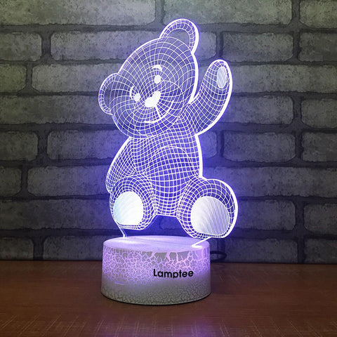 Image of Crack Lighting Base Animal Cartoon Teddy Bear 3D Illusion Night Light Lamp 3DL1621