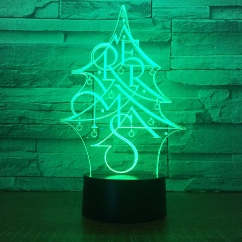 Image of Festival Christmas Tree 3D Illusion Lamp Night Light 3DL1623