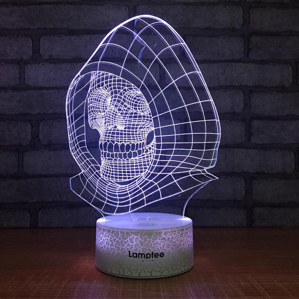 Crack Lighting Base Other Wizard Hoody Skull 3D Illusion Lamp Night Light 3DL163