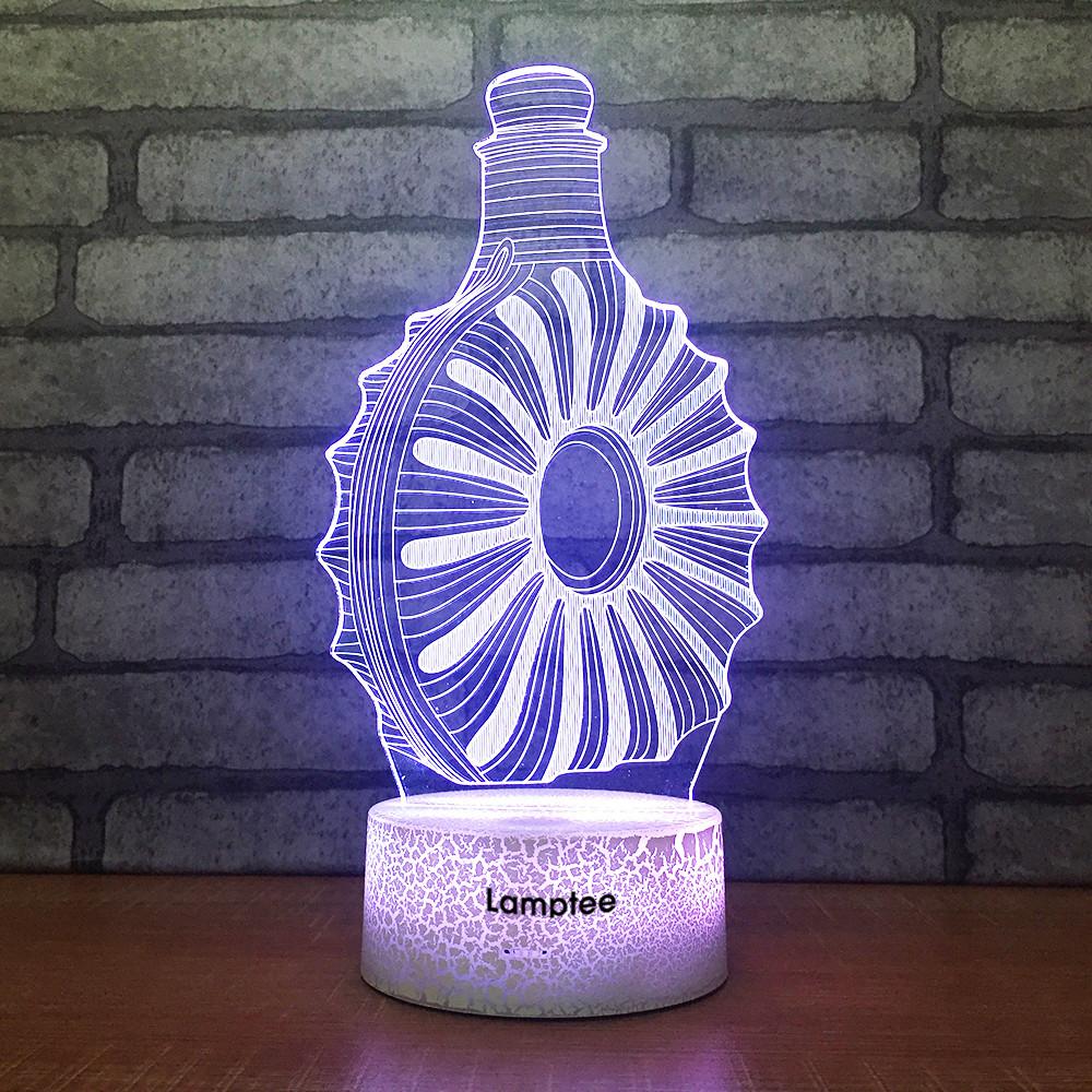 Crack Lighting Base Art XO Wine Bottle 3D Illusion Lamp Night Light 3DL1631