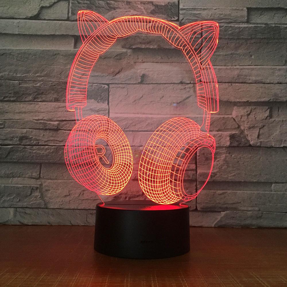 Instrument Cat's Ear Headphone 3D Illusion Lamp Night Light 3DL1632