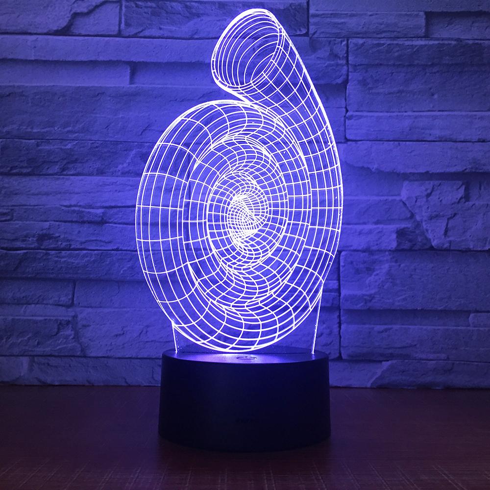 Abstract Snail Shell 3D Illusion Night Light Lamp 3DL1634