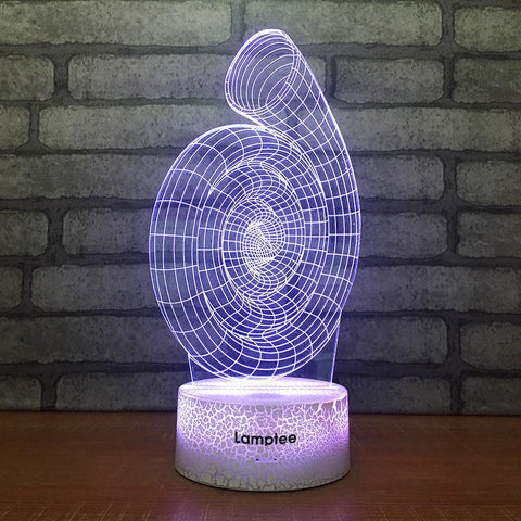 Image of Crack Lighting Base Abstract Snail Shell 3D Illusion Night Light Lamp 3DL1634