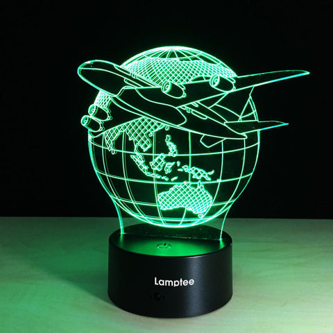 Image of Other Fashion Airplane Earth 3D Illusion Lamp Night Light 3DL164