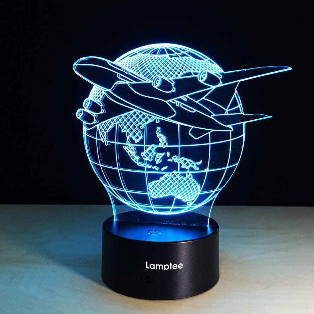 Other Fashion Airplane Earth 3D Illusion Lamp Night Light 3DL164